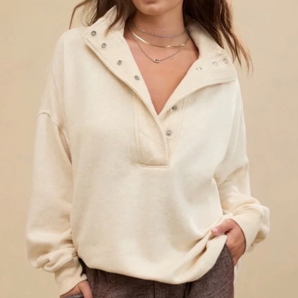 Aerie Getaway Quarter Snap Sweatshirt - Size Med